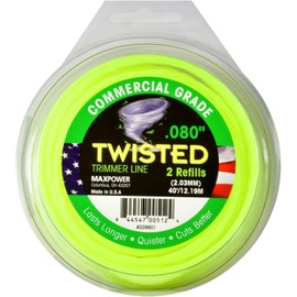 MaxPower EU-338801 Co-Polymer Trimmer Line 2.0 mm - 12 m Length Square Twisted Neon Yellow