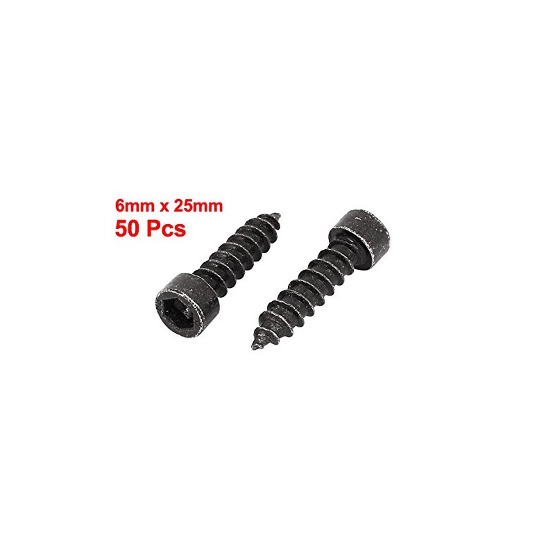 uxcell 6mm x 25mm Threaded Carbon Steel Hex Head Self