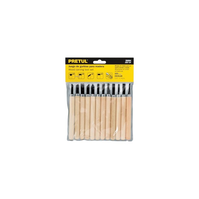 Pretul JGM-12P, Juego de 12 gurbias escolares para madera