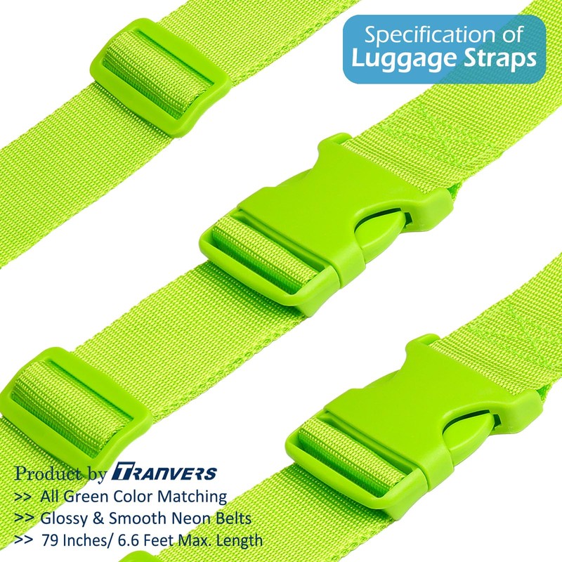 TRANVERS Ultra Long Heavy Duty Luggage Straps for Suitcases/Uprights/Duffels/Bags, 79"