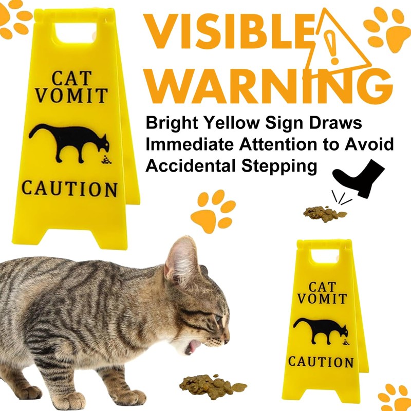 Cat Vomit Sign,Caution Cat Vomit,Cat Dog Vomit Warning Sign, Cat