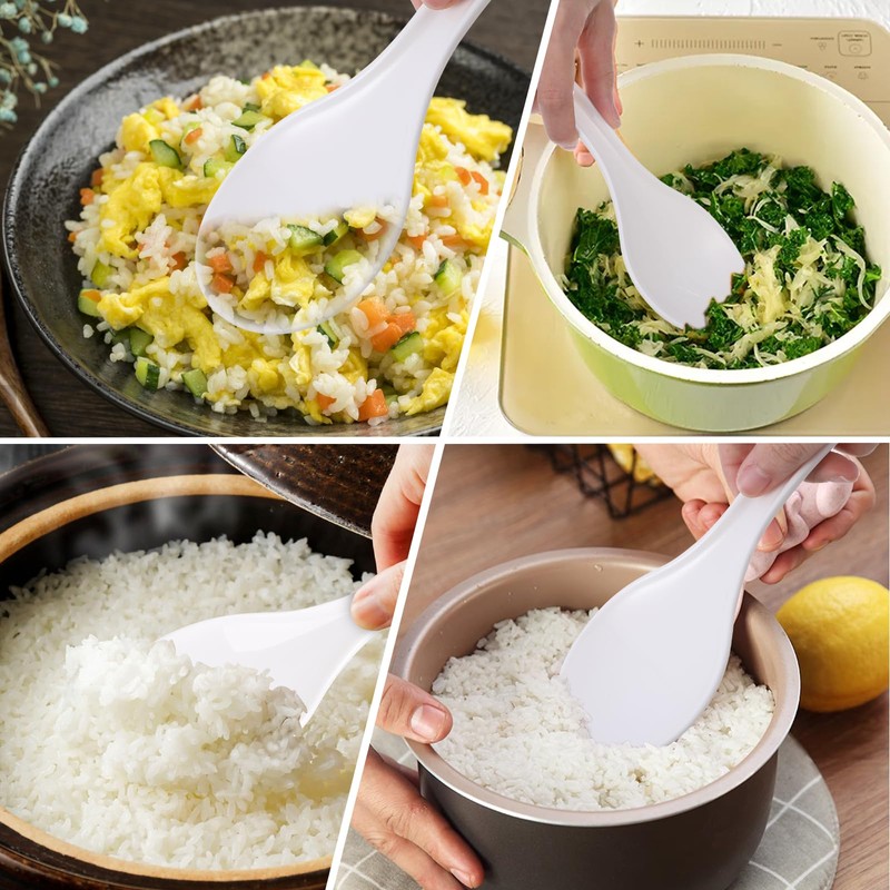 Giantree 2 Pcs Plastic Rice Paddle, White Rice Spoon Non-Stick