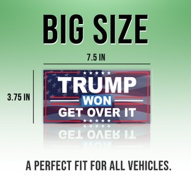 Trump Vance Bumper Sticker 2024 President Trump Sticker Trump Won Get Over It US Flag Vinyl Bumper Sticker for Car Truck Wall Window Waterproof UV-Resistant Size 7.5x3.75in