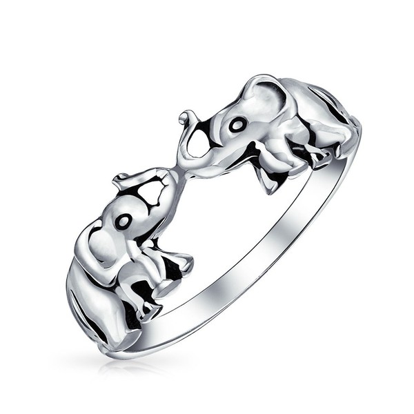 Good Luck Trunk Up Zoo Animal Two Elephants Ring For