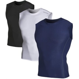 DEVOPS 2~3 Pack Men's Athletic Compression Shirts Sleeveless