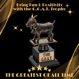 Flexzion The Goat Trophy Award - Greatest of All Time Funny Trophy for Adults, Engraved Plate with Statue, Unique Recognition Gift Plaque for Fantasy Sports, Employee, Teacher, Boss, Friend, & More