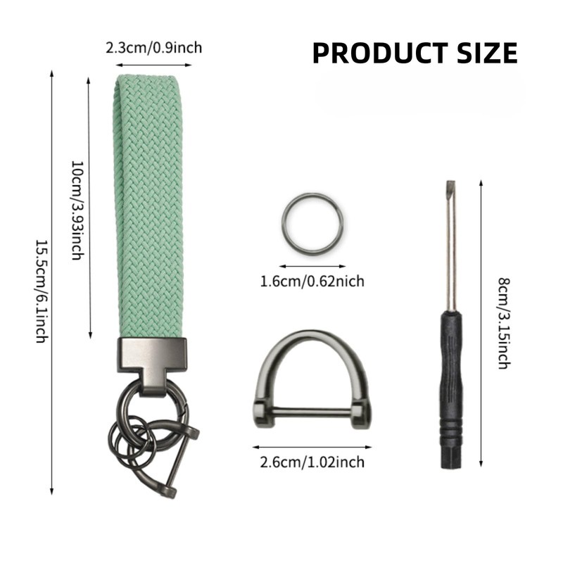 1 Pcs Stretchy Nylon Braided Keychain Wristlet for Car Keys