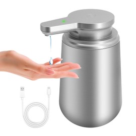 Mamiddle 12 oz. Automatic Soap Dispenser Stainless Steel with Sensor Infrared Soap Dispenser Electric IPX5 Waterproof USB-C Charging Motion Sensor for Kitchen & Bathroom (Silver Arc)