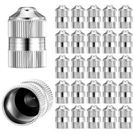 25 Pack Brass Tire Valve Caps - Heavy-Duty Stem Covers with O Rubber Seal, Silver Tire Valve Stem Covers for Cars, SUV, Bike and Bicycle, Truck, Motorcycle