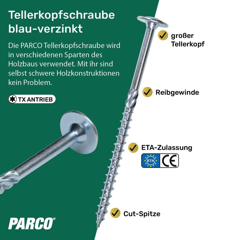 PARCO Flat Head Screws 6 x 140 mm, Pack of