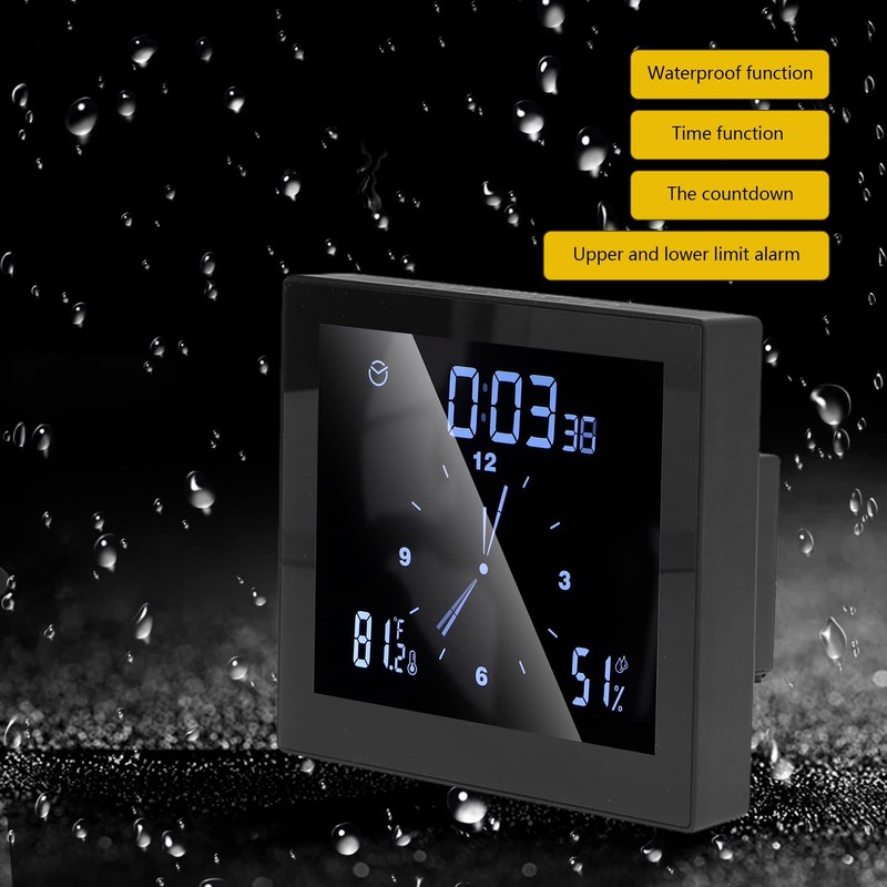 Shanrya Reloj termómetro, Reloj de Ducha, Resistente al Agua, Pantalla
