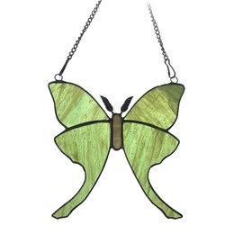 Galag Stained Glass Window Hanging - Suncatcher Stained Glass Kit Sun Catchers Indoor Window Stained Glass Luna Moth | Green Glass Luna Moth for Luna Moth Lovers Grandma Aunt Mother