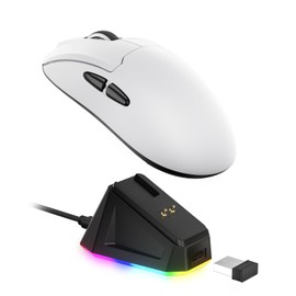 LTC GM022 Ultralight 3-Mode Wireless Gaming Mouse with RGB Charging Dock, PAW3395 26K DPI Sensor, 55G Lightweight Ergonomic Bluetooth Gaming Mouse, 5 Programmable Buttons, 80 Million Click Switch
