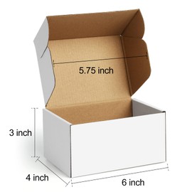 Poever Shipping Boxes 6x4x3 inches Small Mailing Boxes 25 Pack White Cardboard Corrugated Box Mailers