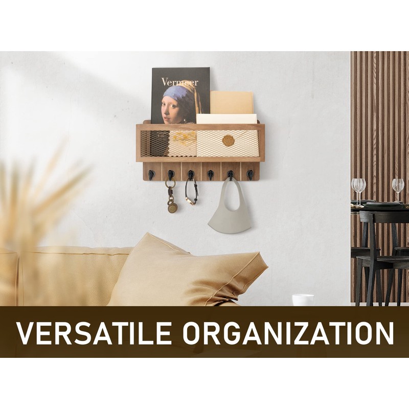 Rebee Vision Farmhouse Key Holder for Wall with Mail Storage