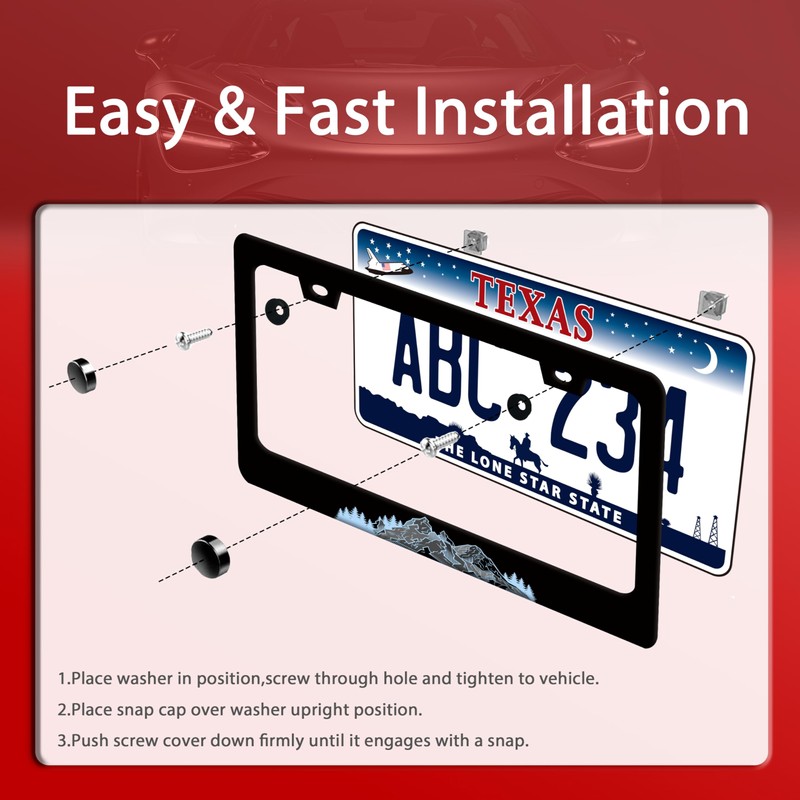 Mountains License Plate Frame Personalise Mountain License Plate Frames Black