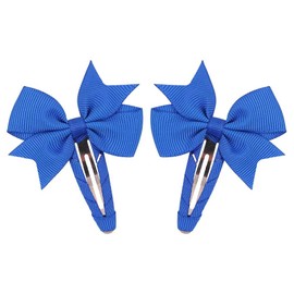 Snap Clips for Girls,Multi-Colored Hair Bows Grosgrain Ribbon Fully Wrapped Hair Barrettes Hair Clips for Baby Girls Toddlers Kids Teens [2Pcs ] (blue.)