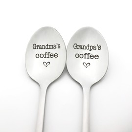 Christmas Gifts for Grandma and Grandpa Grandma’s Coffee Grandpa’s Coffee Spoon Set for Grandparents Birthday Anniversary Spoon Gifts for Grandparents Fathers Day Mothers Day Gift