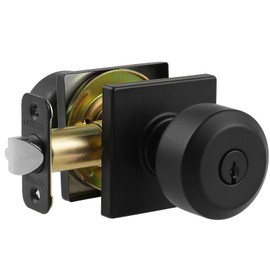 Bamberg 700SQ Ball Door Lock for Entry, Door Bar, Bedroom Bathroom Door Handle, Keyed Interior Door Lock for Left or Right Door (Privacy, Black, 1 Pack)