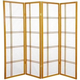 Oriental Furniture 5 ft. Tall Double Cross Shoji Screen - Honey - 4 Panels