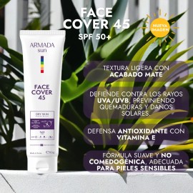 Armada Sun - Face Cover 45 Protector Solar Con Spf 50 - Acabado Mate con Antioxidantes