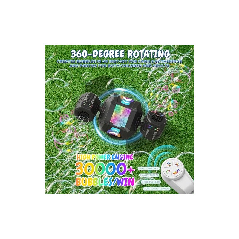 Bubble Machine, Rechargeable Dual-Nozzle Bubble Machine with Remote Control, 30000+