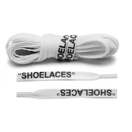 Lace Lab Flat Printed SHOELACES Replacement Shoe Laces For Sneakers - White - 54"