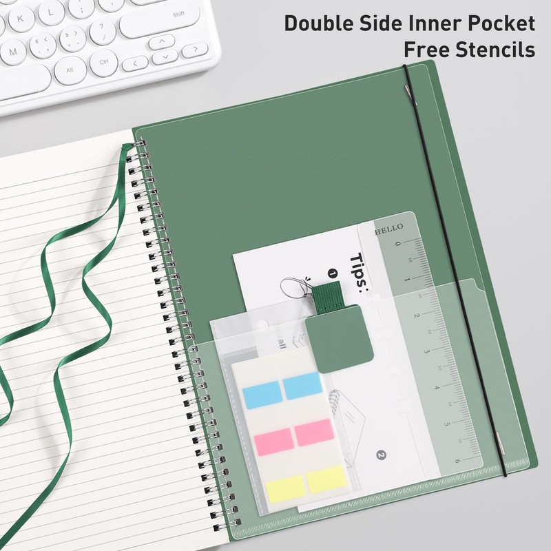RETTACY Notebook B5 Lined, Lightweight Ring Binder, Diary 140 Sheets