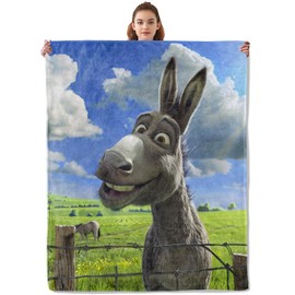 Kibue Funny Donkey Blanket, Soft & Warm Flannel Throw Blanket - Cozy Lightweight Blankets for Travel, Sofa, Bedroom, Office for Adults Kids - Ideal for All Season 60"×50"