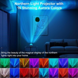 Coollamp Northern Lights Aurora Projector, 16 Colors Lighting Galaxy Sensory Lights, Remote Kids Night Light, Dimmable Mood Lighting with Memory for Playroom Bedroom Teen Girl Gift Christmas Decor