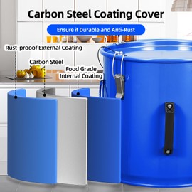 8 Gal Fryer Grease Bucket, Oil Disposal Caddy, Steel Fryer Oil Transport Container with Rust-Proof Coating, Deep Fryer Oil Disposal Container with Lid & Lock Clips & Filter Bag for Cooking