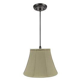 Aspen Creative, Beige, 70223-11 One Hanging Pendant Ceiling Light with Transitional Bell Fabric Lamp Shade, 13" Width