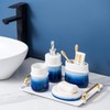 RZCNC Navy Blue Bathroom Accessories Set, 4-Piece Blue Ceramic Bathroom
