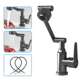 Vanance® Grifo Cocina Monomando Llaves Para Fregadero Flexible 1080° Acero Inoxidable Caliente O Frío Grifo Mezclador Cocina Color Gris Oscuro