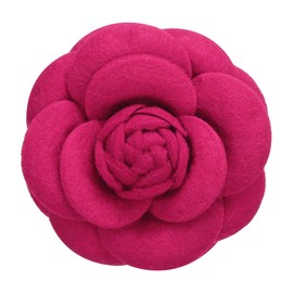 PATIKIL Camellia Flower Brooches, Vintage Fabric Flower Brooches Handmade Floral Lapel Pins for Women Hat Dress Shirt Tie Corsage Plum Red
