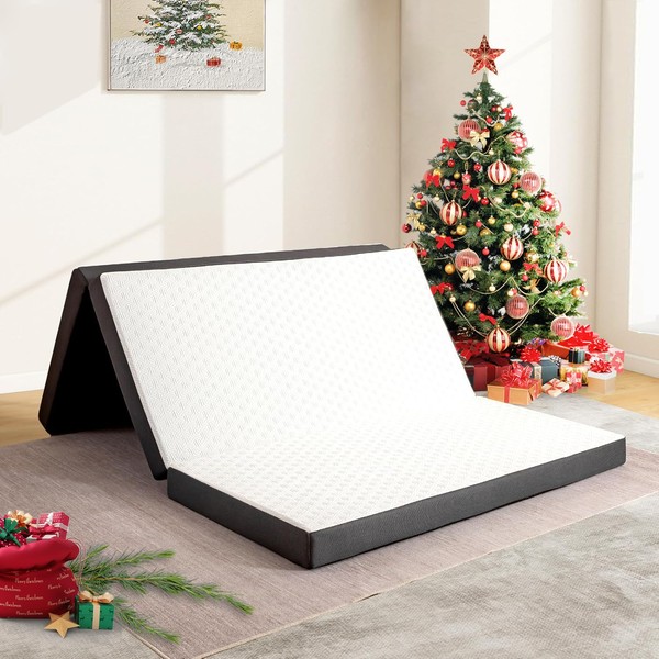 MUUEGM Tri-Fold Memory Foam Mattress, 4 Inch Twin Folding Mattress,