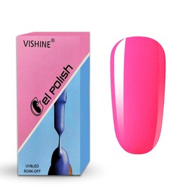 Vishine Gelpolish Lacquer Shiny Color Soak Off UV LED Gel Nail Polish Professional Manicure Hot Pink(1558)