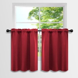 Mrs.Naturall - Cortinas cortas opacas para ventanas de cocina, 30 pulgadas de longitud
