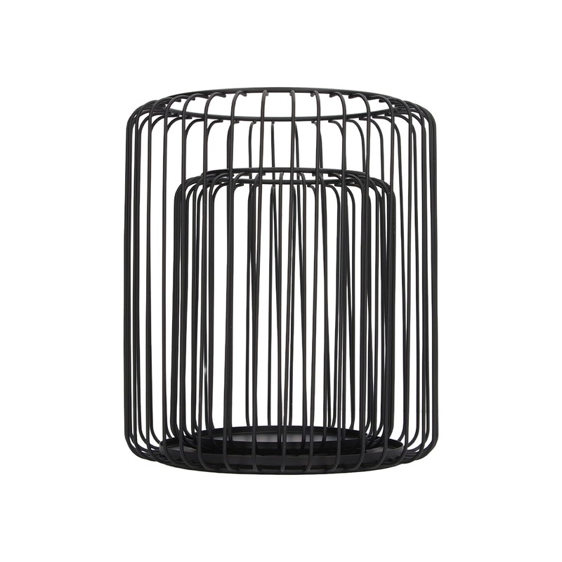 Cage Candleholder Set Matte Black Metal Cylinder Modern Simple Bird