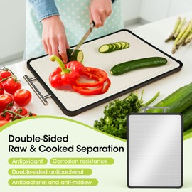 Double-Sided 316 Stainless Steel Cutting Board – Dishwasher Safe, Scratch-Resistant Kitchen Chopping Board with Juice Groove & Garlic Grinding Area