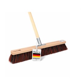 BawiTec Special Broom Arenga Elaston Bristle Mix with Sturdy Wooden Handle Diameter 28 mm Width x Length (100/140 cm) Street Broom with Handle Arenga Broom Outdoor Garden Workshop