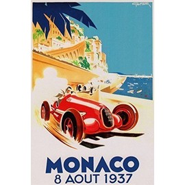 GRAND PRIX de MONACO POSTER 1937 French Vintage Car Racing RARE HOT NEW 24x36 by HSE