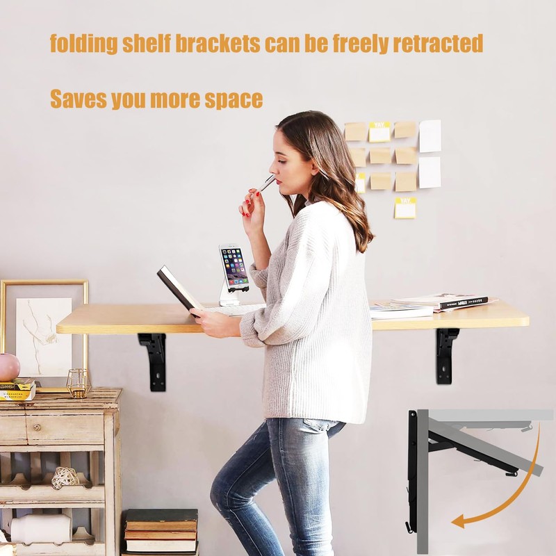 ANTEISI Fold Down Table Wall Mounted Hinges,4 Pcs Folding Shelf