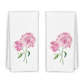CIOJUNE Pink Hydrangea Flowers Floral Kitchen Towels Set of 2 - Flowers Decorative Hand Towels for Bathroom, Pink Hydrangea Decor Dish Towels for Kitchen, Floral Hand Towels, 16x24