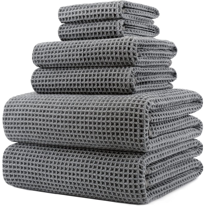 Polyte Set de 6 Toallas de Baño Microfibra Waffle Secado