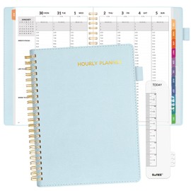 SUNEE 2025 Weekly Planner - Hourly Schedule 6.4"x8.5", 30-Minites Appointment Book(Jan 2025 - Dec 2025), Hourly, Weekly & Monthly Vegan Leather Cover Planner 2025 Year Calendar, Gray Blue