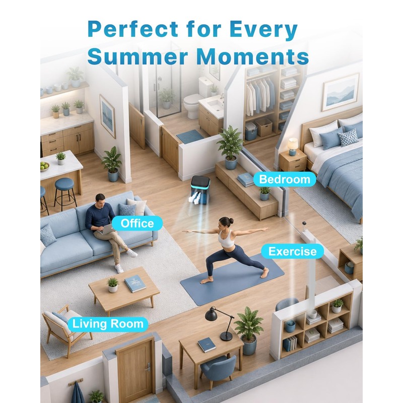 Portable Air Conditioner, 4-in-1 Evaporative Air Cooler, Personal Cooling Fan