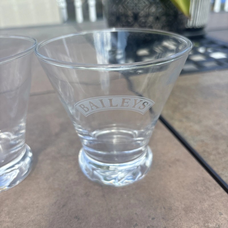 Baileys TWO Baileys Flared Drink Glasses Irish Cream Lowball Cocktail