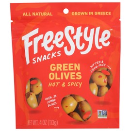Freestyle Snacks Olives Green Hot Spicy 4 OZ