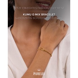 Purelei® Kumu O Mix Armband (Gold) – Elegantes, verspieltes Damen Armband mit Plättchen – Edelstahl 18K – Verstellbare Länge 16,5/18,5/20 cm – Hawaiianisch inspiriert